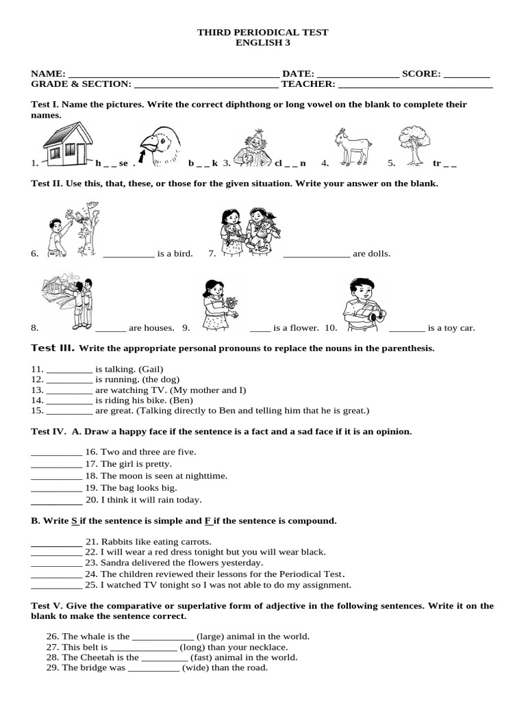 Third Periodical Test in English 3 | PDF | Language Families | Grammar