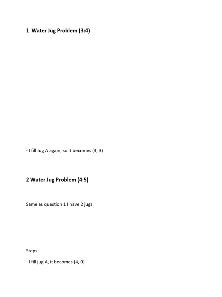 1 Water Jug Problem | PDF