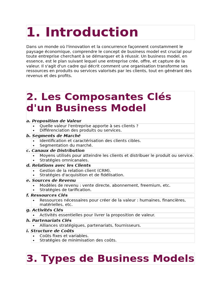 Business Model | PDF | Modèle d'entreprise | Innovation