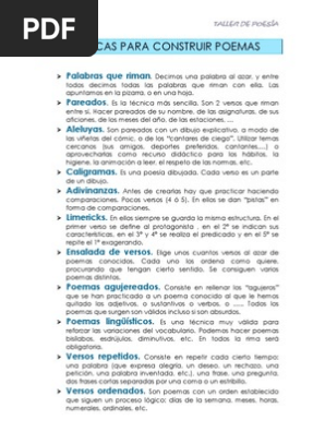 Tecnicas Para Escribir Poemas Palabra Adjetivo