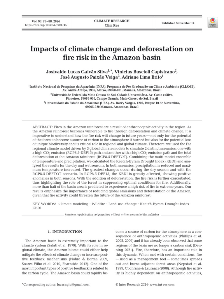 Impacts of Climate Change and Deforestation On | PDF | Amazon ...