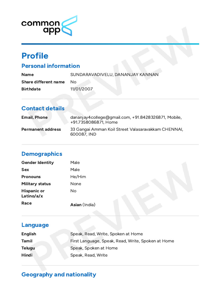 Common - App - Profile | PDF