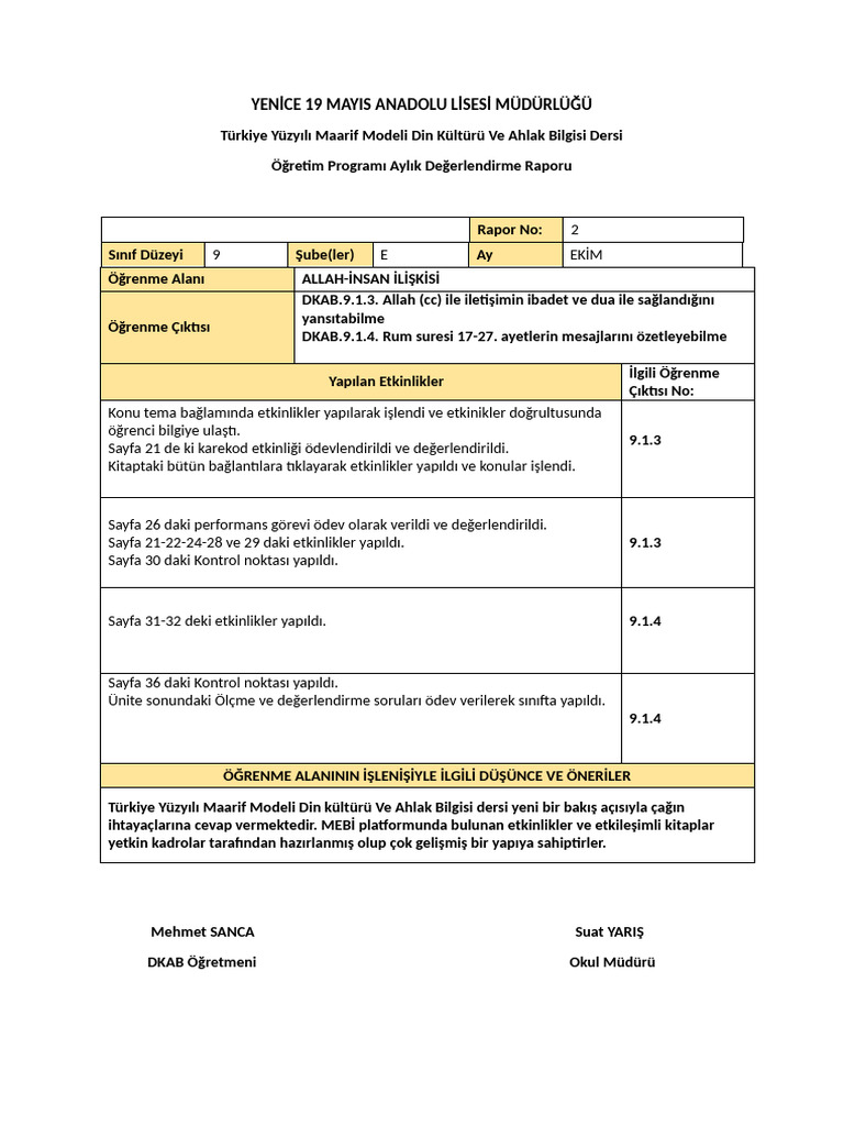 Maarif Modeli Ekim Ayi 2024 2025 | PDF