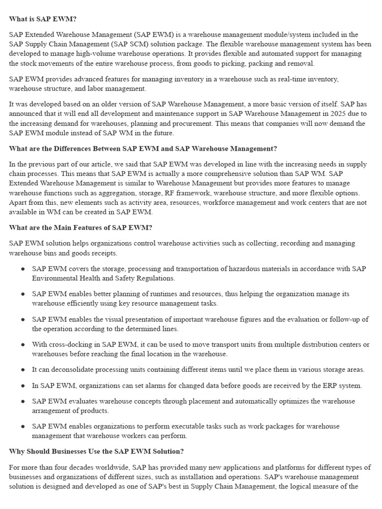 Sap Ewm Notes | PDF | Warehouse | Supply Chain Management