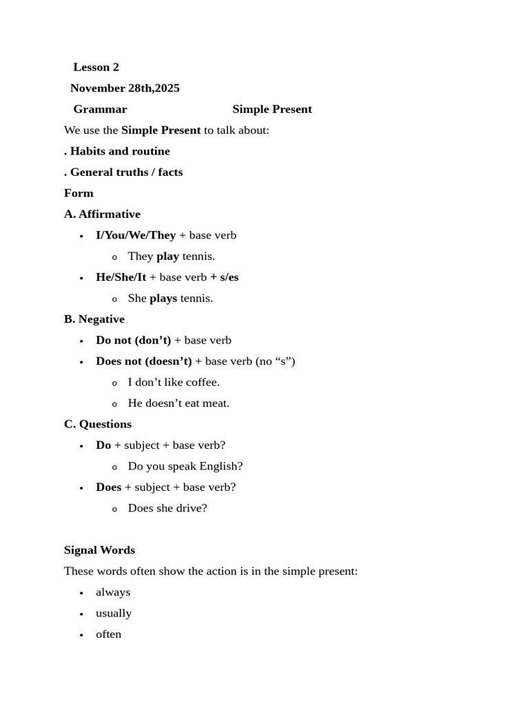 Simple Present | PDF
