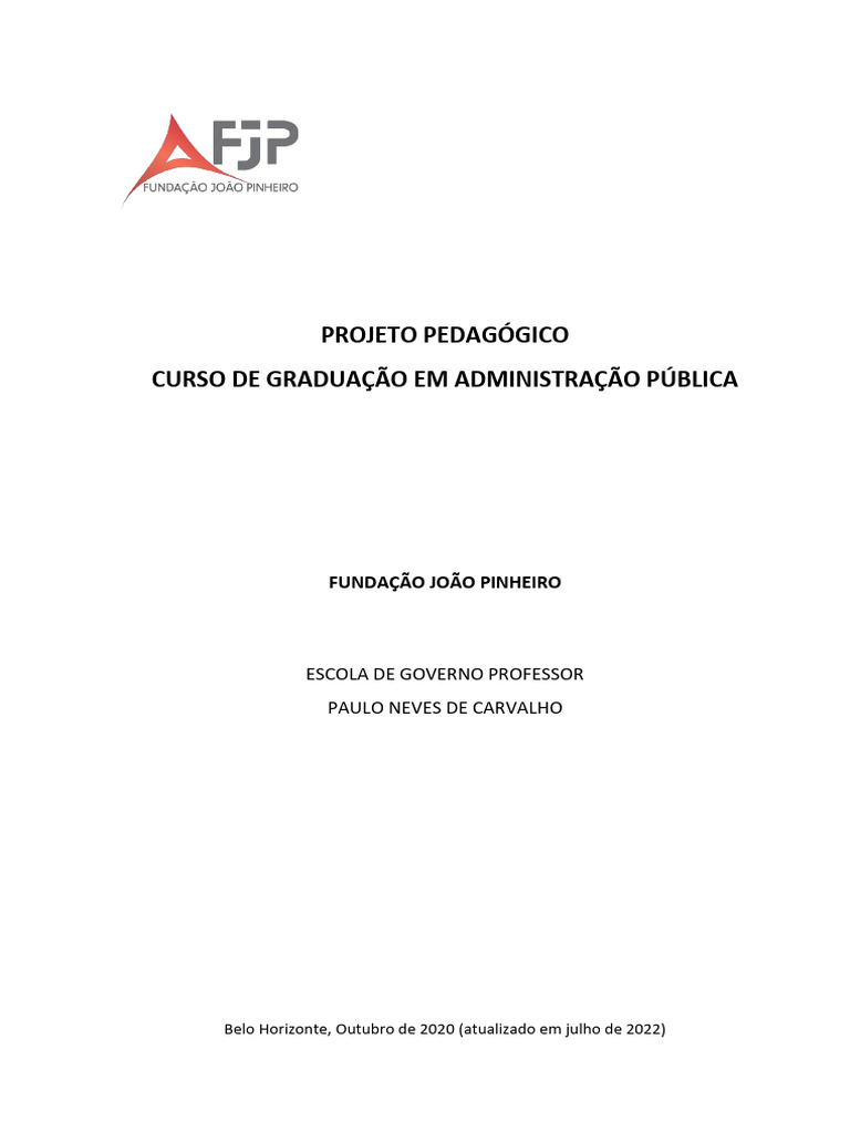 Projeto Pedagógico FJP | PDF | Sociologia | Economia