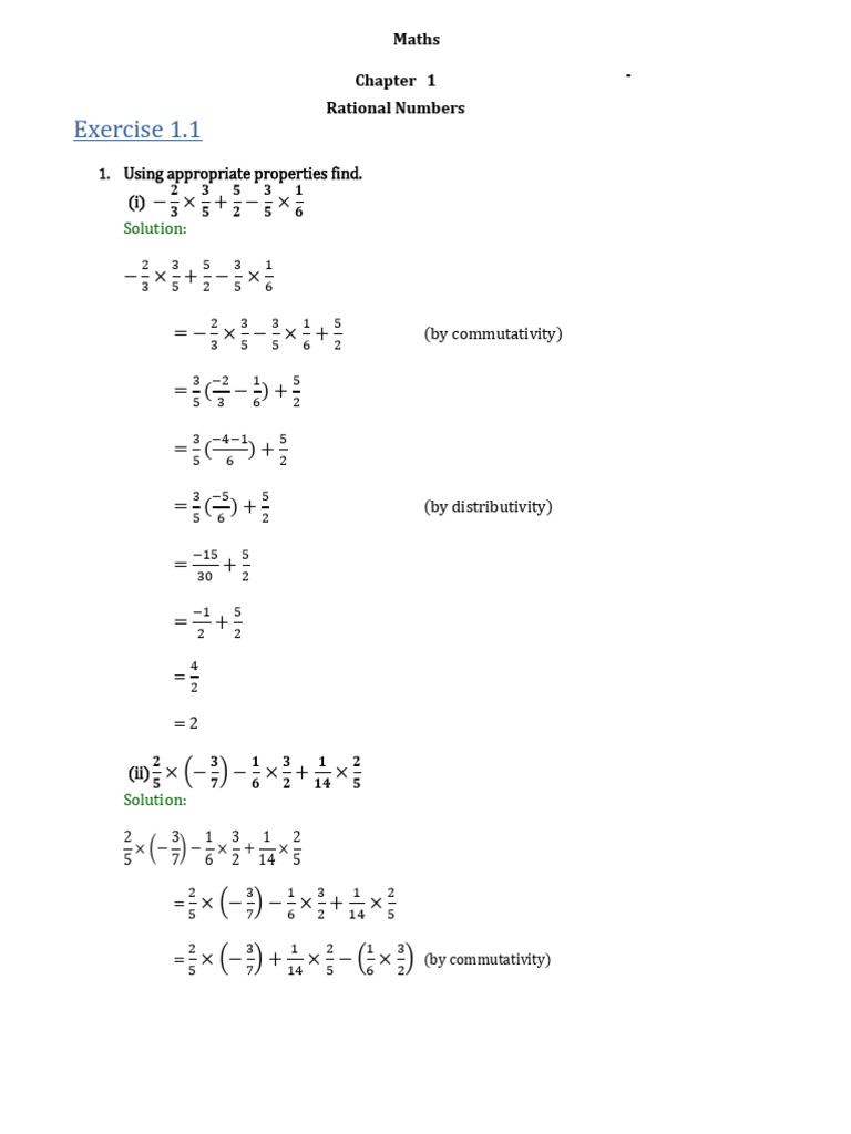 8th CH - 1 Rational Numbers | PDF | Numbers | Algebra