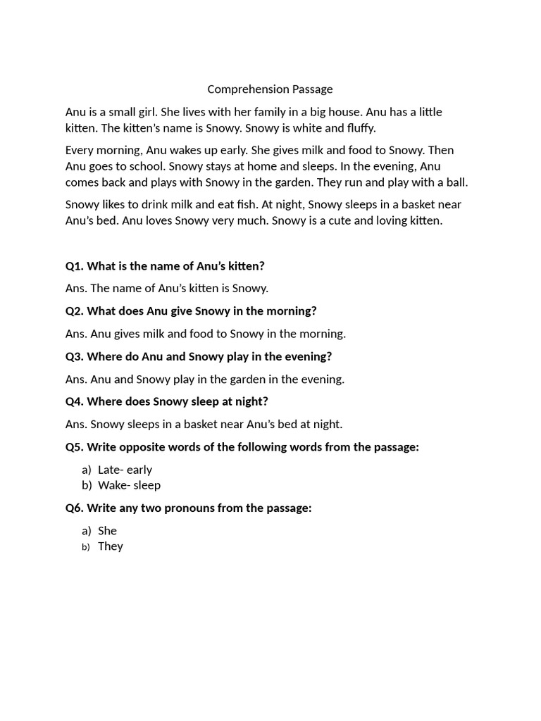 Grade-2 Comprehension Worksheet | PDF