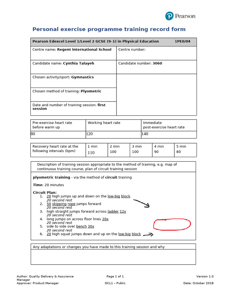 Training Record Sheet | PDF