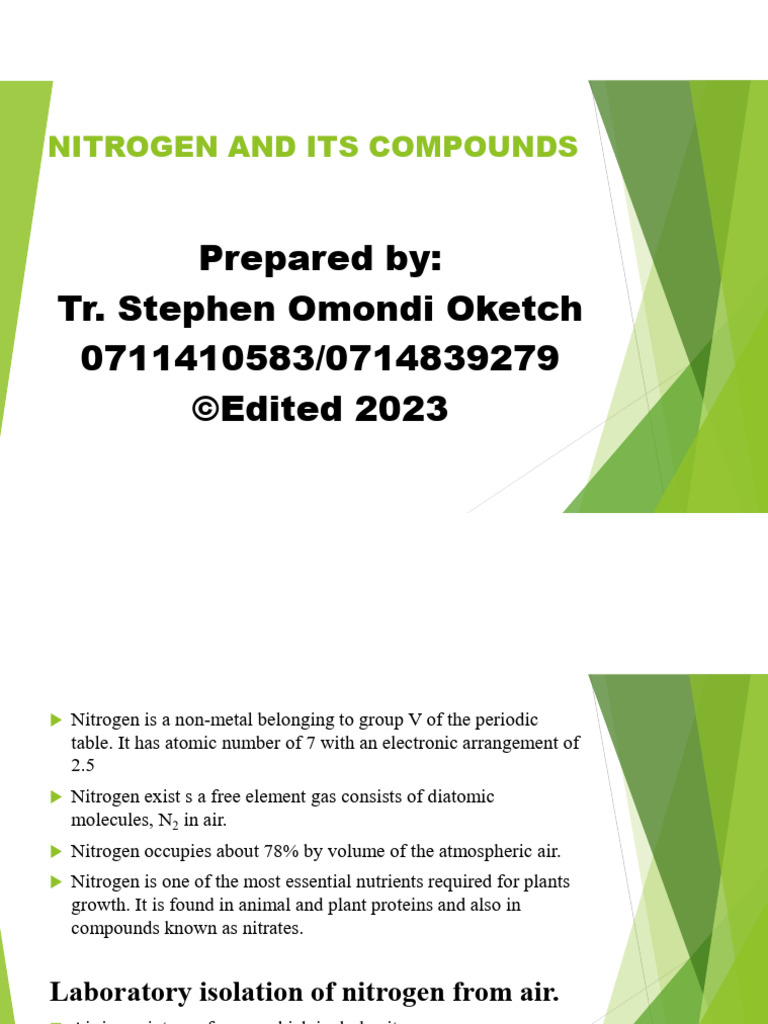 Nitrogen and Its Compounds Notes f3 | PDF | Nitrogen | Nitric Acid