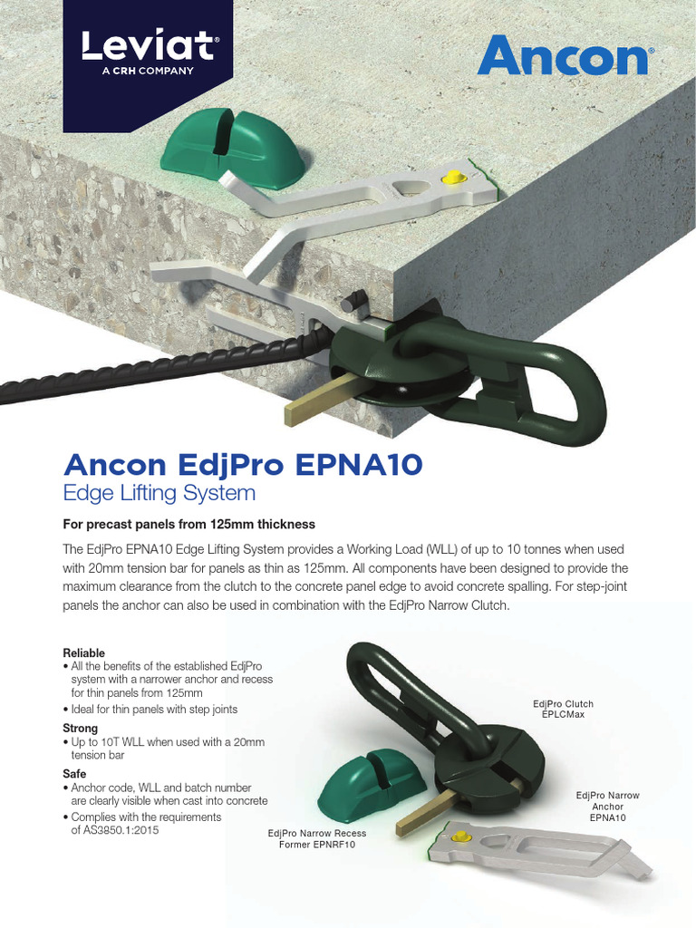 Ancon EdjPro EPNA10 Edge Lifting System | PDF | Concrete | Shear Stress
