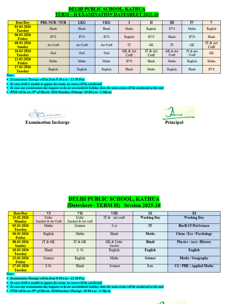 Final Datesheet 2025-26 1 | PDF | Languages Of Asia | Languages Of India