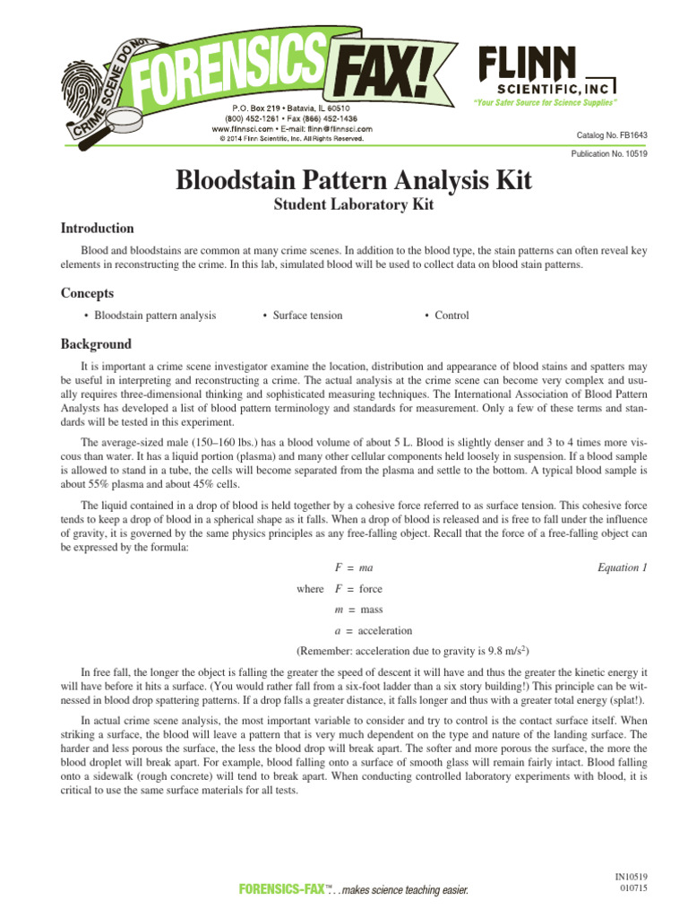 Bloodstain Pattern Analysis Kit | PDF