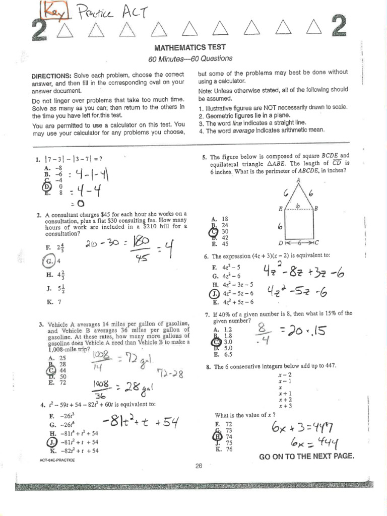 Act Practice 1-40 Answers | PDF