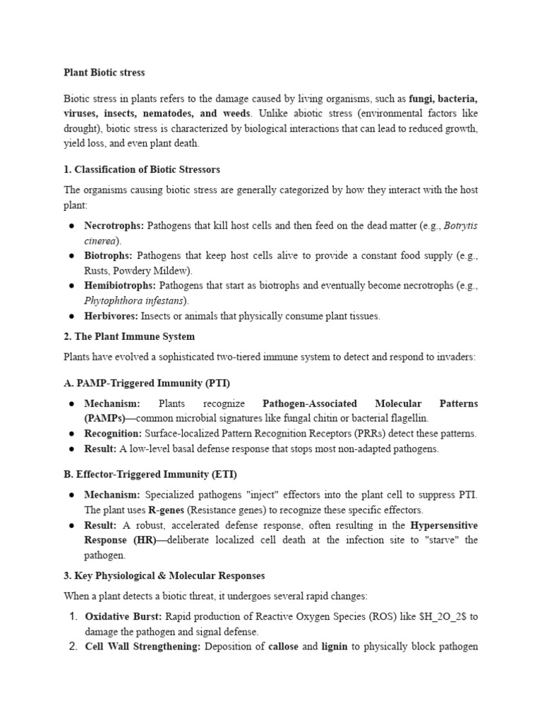 Plant Biotic Stress - A Primer | PDF | Biology | Organisms