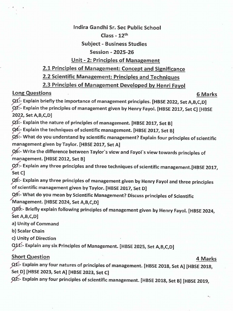 Unit - 2 Principles of Management Question (2017 To 2025) | PDF