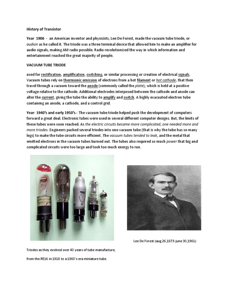 History of Transistor Vacuum Tube Transistor