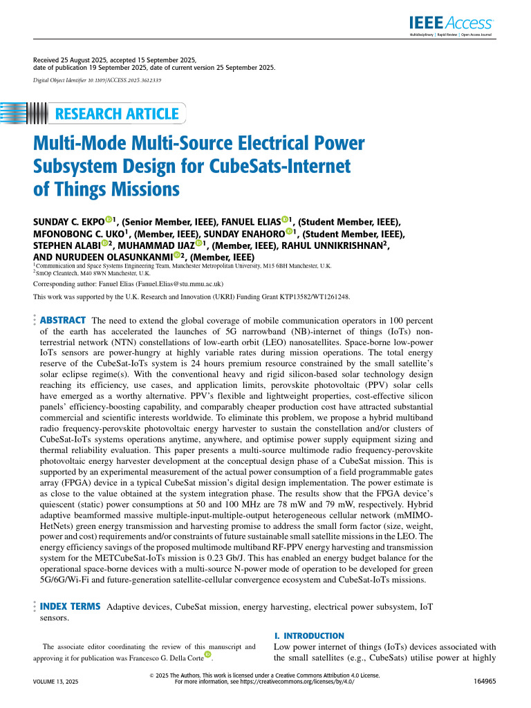 Multi-Mode Multi-Source Electrical Power Subsystem Design For CubeSats ...