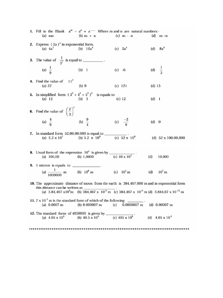 Practice Sheet - 1 (Expo) | PDF
