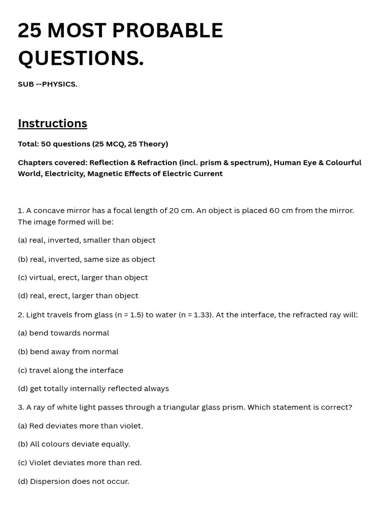 50 Most Probable Questions - 20251029 - 214514 - 0000 | PDF ...