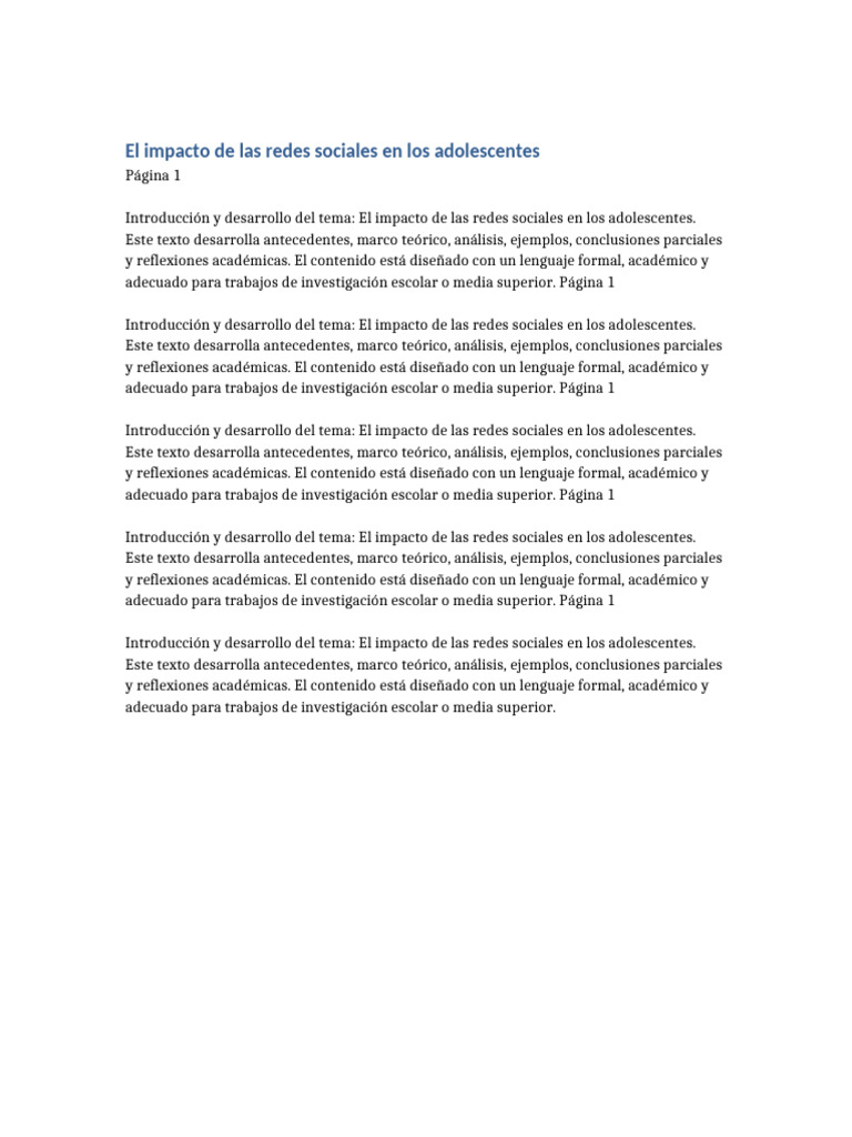 El impacto de las redes sociales en los adolescentes | PDF | Red social ...