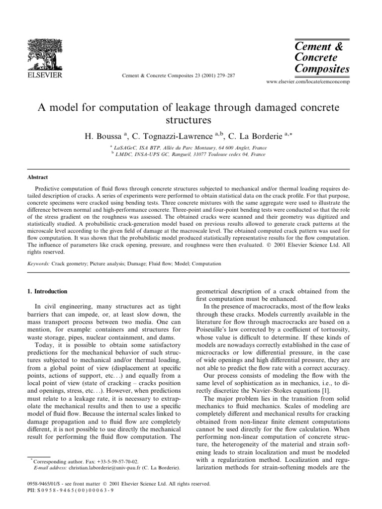 A Model For Leakage Though Concrete | PDF | Fracture | Concrete