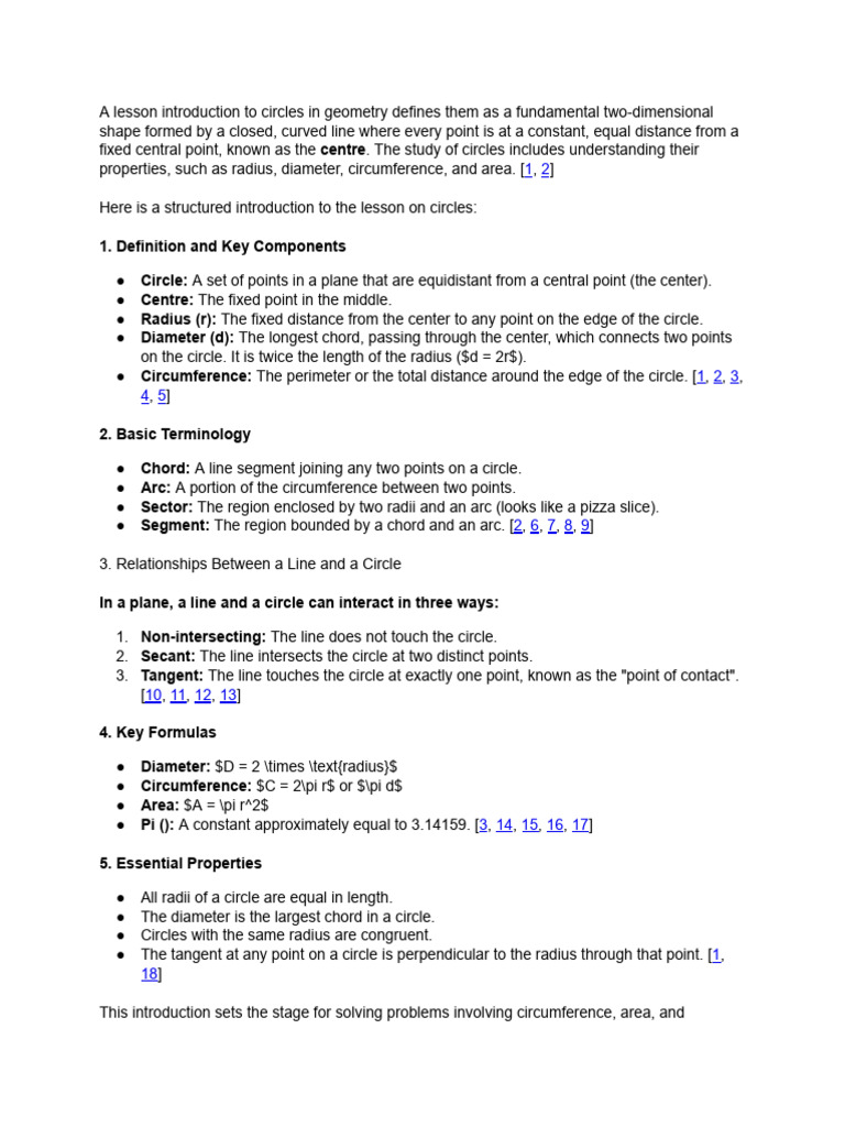 Gov Circles Lesson Introduction in English | PDF | Circle | Pi