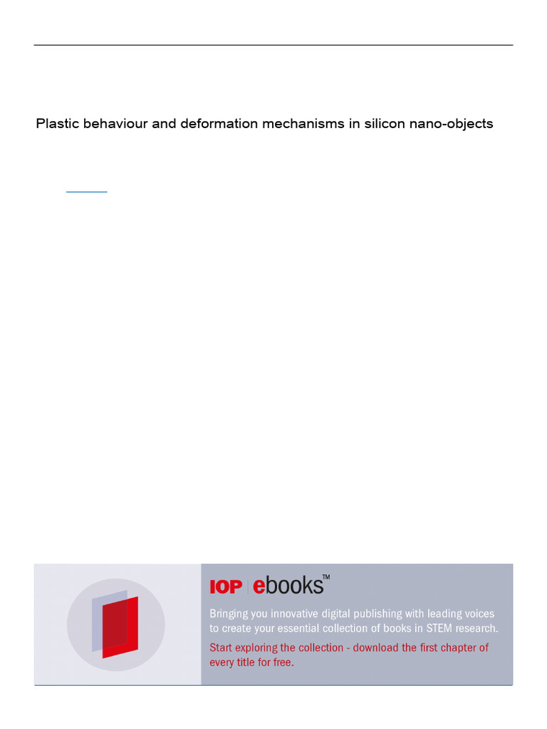 Plastic Behaviour and Deformation Mechanisms in Si | PDF | Dislocation ...