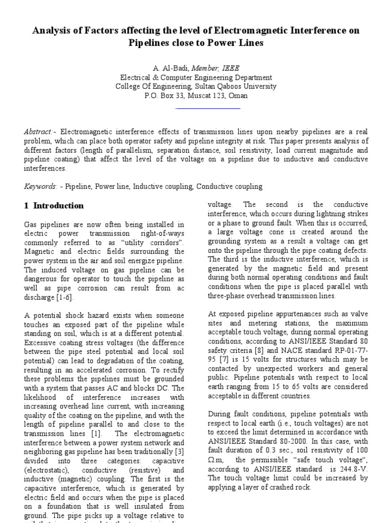 AC Interference on Pipelines Near Power Lines | PDF | Electric Power ...
