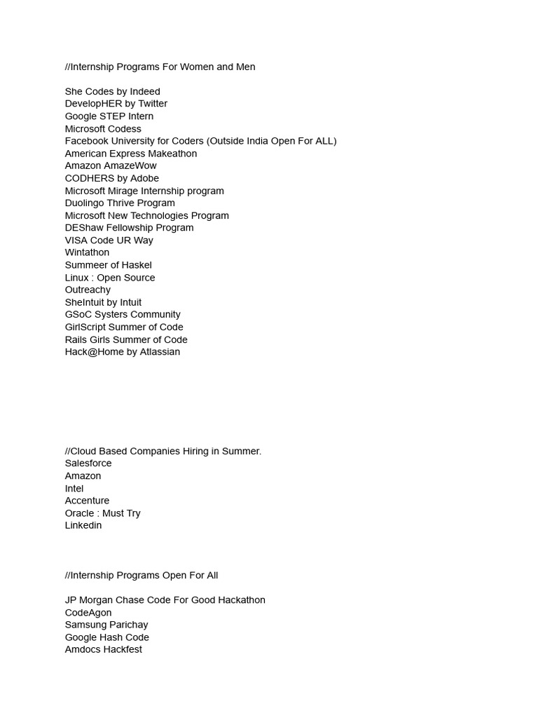 Internship Programs For Women and Men | PDF | System Software ...