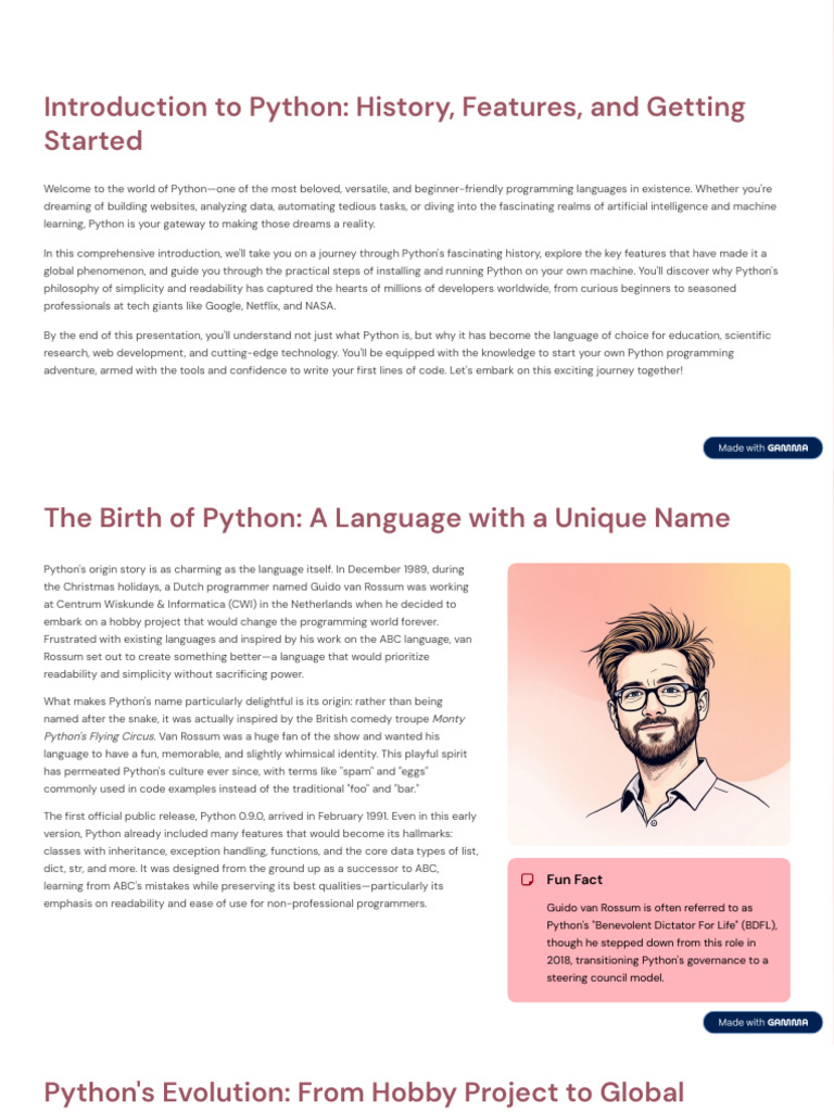 Introduction To Python History Features and Getting Started | PDF ...