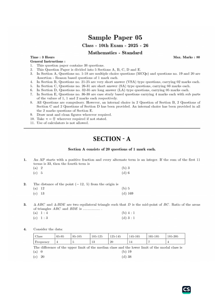 Sample Paper 05 | PDF
