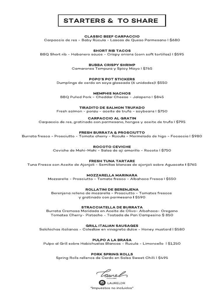 Laurel-Menu Octubre 2025 | PDF