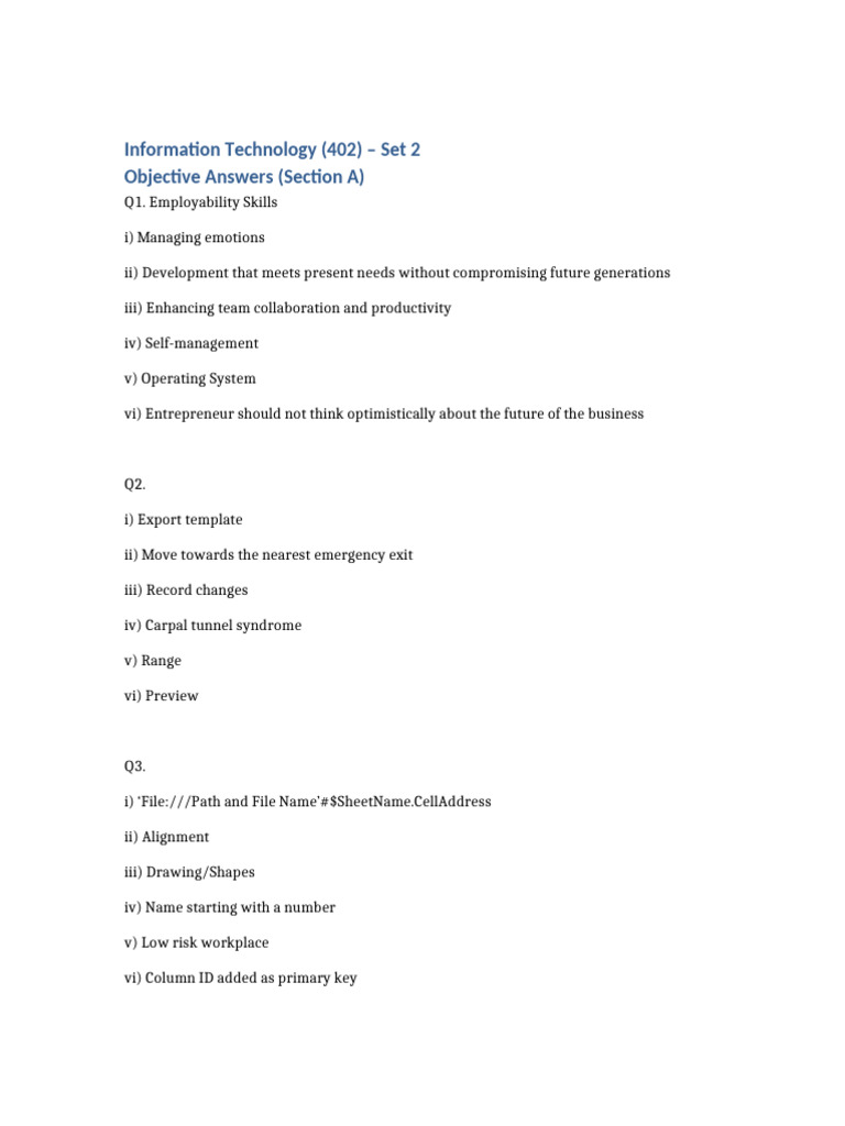 IT 402 Set2 SectionA Answers | PDF