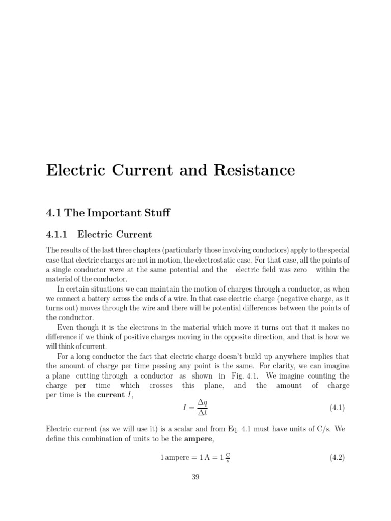 Electric Current and Resistance | PDF | Series And Parallel Circuits ...