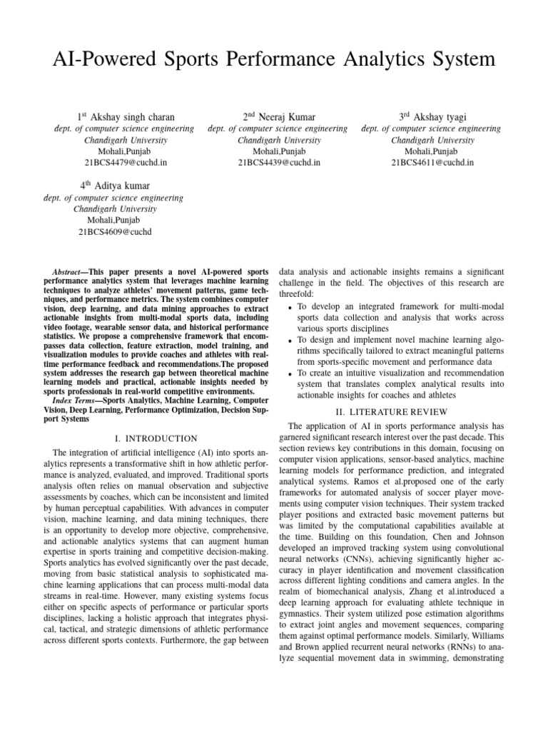 AI Powered Sports Analytics | PDF | Analytics | Machine Learning