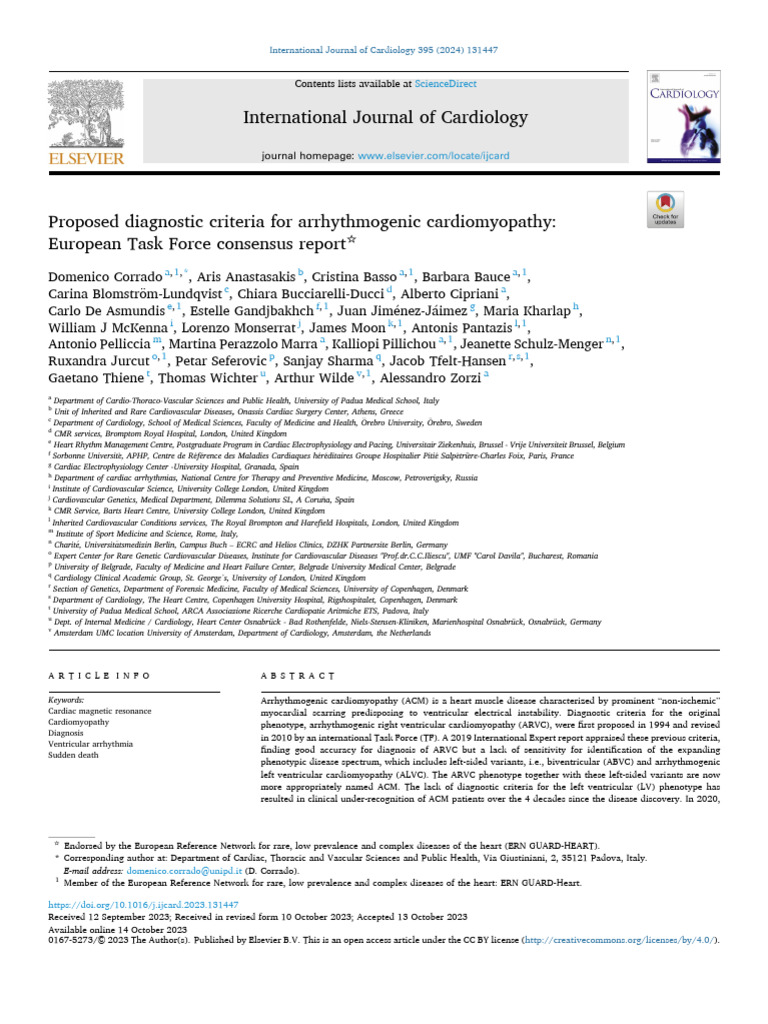 European Task Force Criteria Arvc | PDF | Cardiovascular System ...