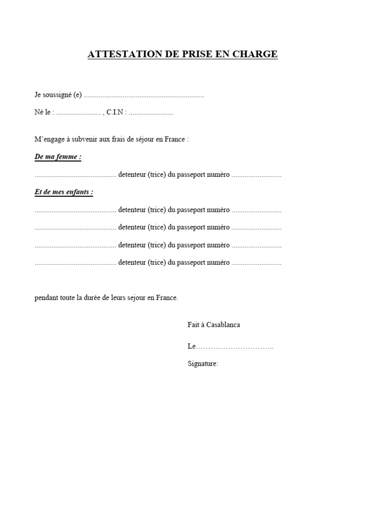 Attestation de Prise en Charge | PDF