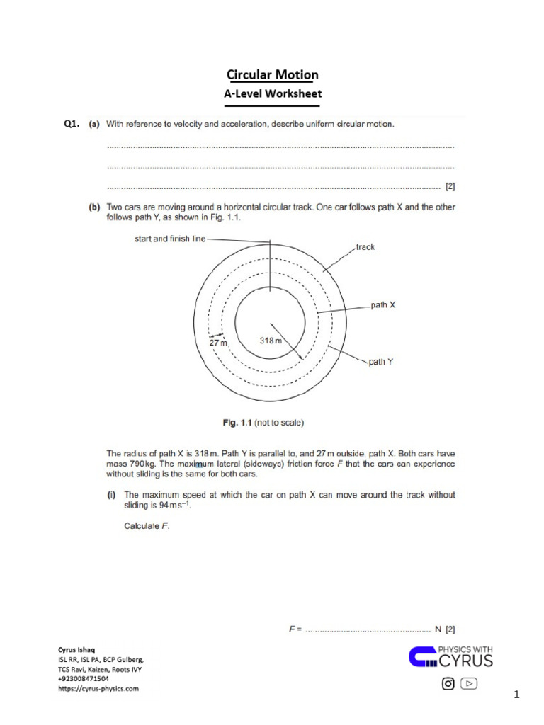 Circular Motion Updated Ws PDF | PDF