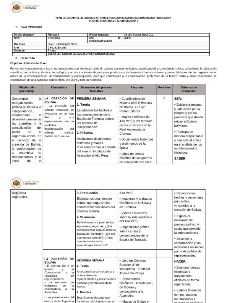 PDC Sec 4 | PDF | Bolivia | Perú