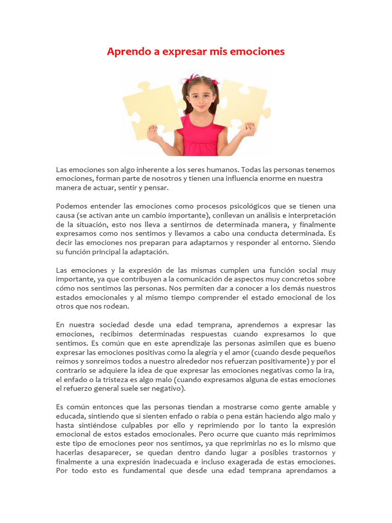 Aprendo A Expresar Mis Emociones | PDF | Las emociones | Ira