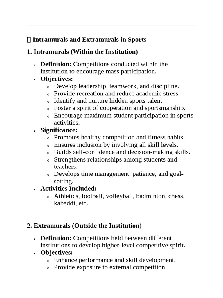 ? Intramurals and Extramurals in Sports | PDF | Sports | Physical Fitness
