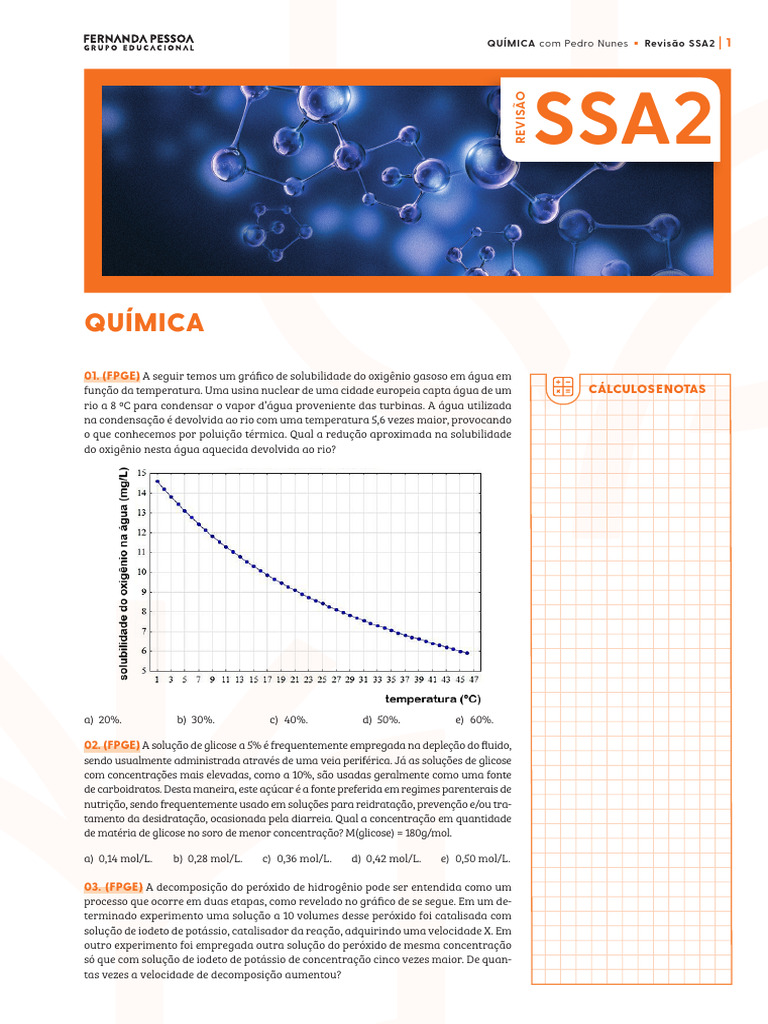 Ficha de Revisão - Química SSA 2 | PDF | Equilíbrio químico | Dióxido ...