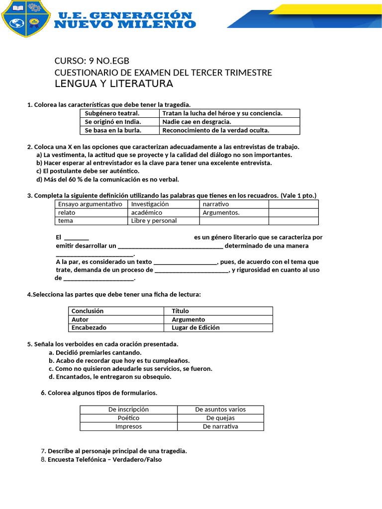 9no. Cuestionarios 3t - e | PDF | Metodología de encuesta | Cuestionario
