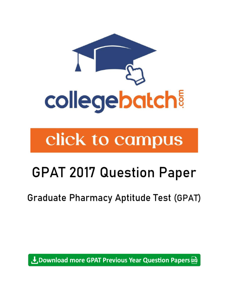 GPAT 2017 Question Paper With Answer Key | PDF