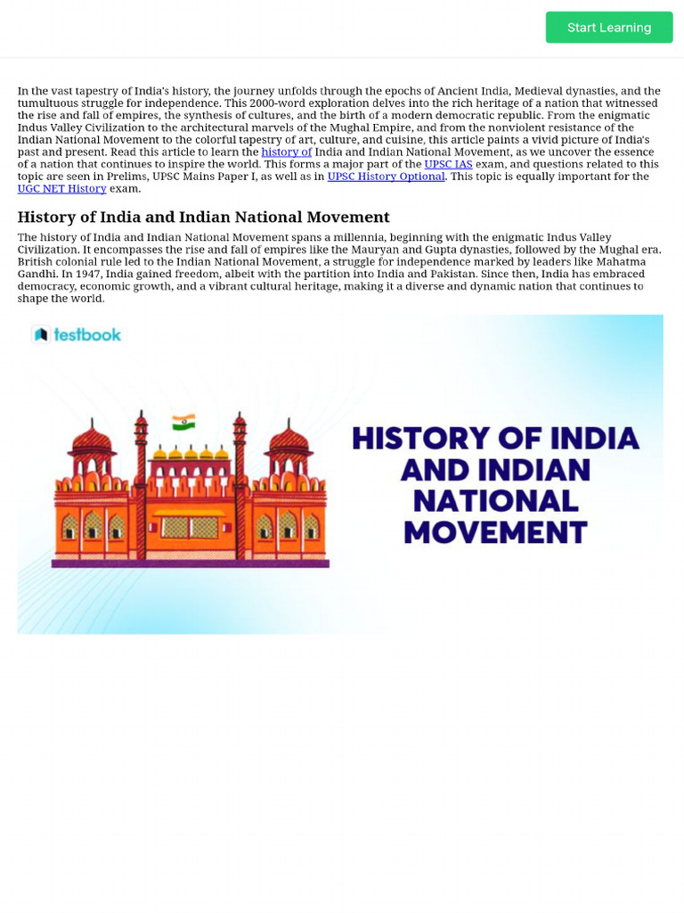 History of India and Indian National Movement - Check History Now! | PDF