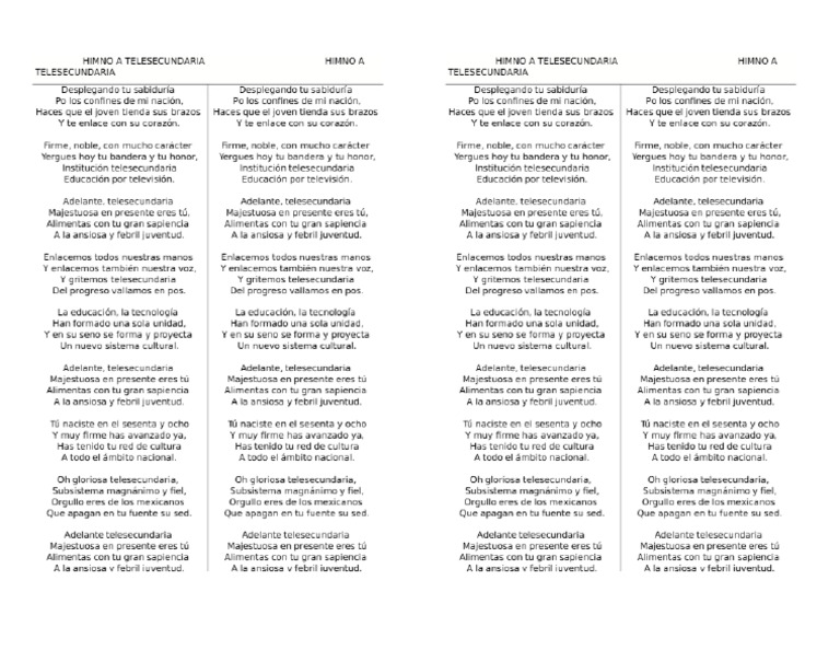 Letra Himno A Telesecundaria Hidalgo | PDF