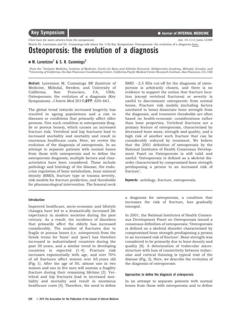 2 - Osteoporosis The Evolution of A Diagnosis | PDF | Osteoporosis | Bone