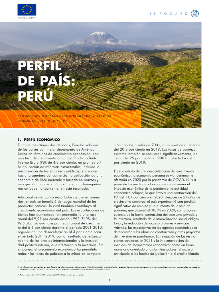 Pe Country Profile Es | PDF | La inversión extranjera directa | Perú