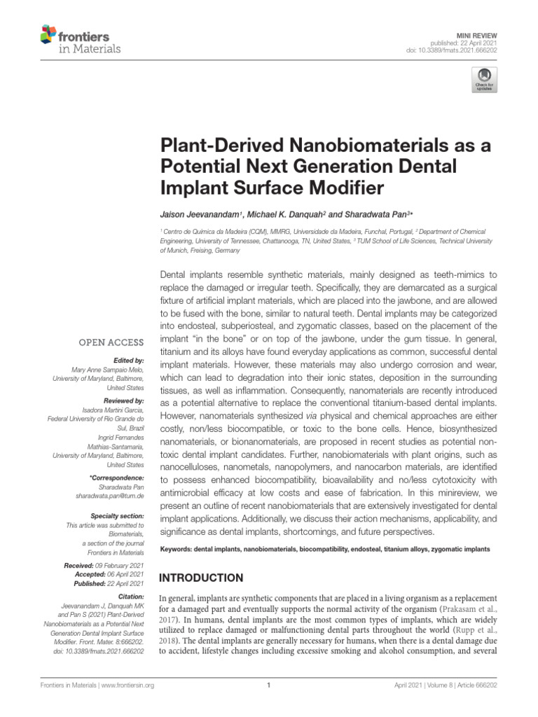 Plant-Derived Nanobiomaterials As A | PDF | Nanomaterials | Nanocomposite